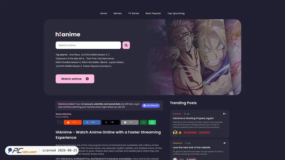 Screenshot von hianime.dk