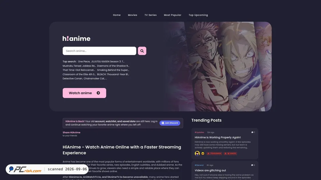 Screenshot of hianime.dk