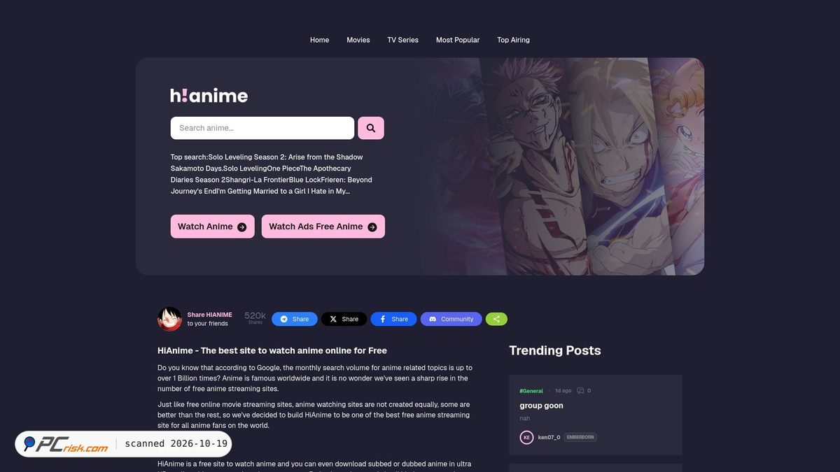 Is hianimes.se Safe? Security Scan Report | PCrisk