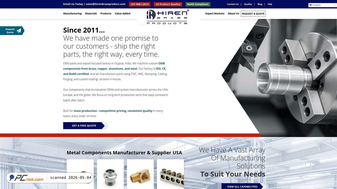 Screenshot di hirenbrassproduct.com