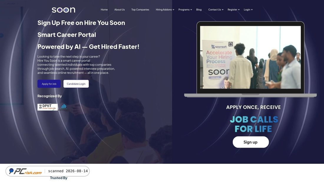 Screenshot di hireyousoon.com