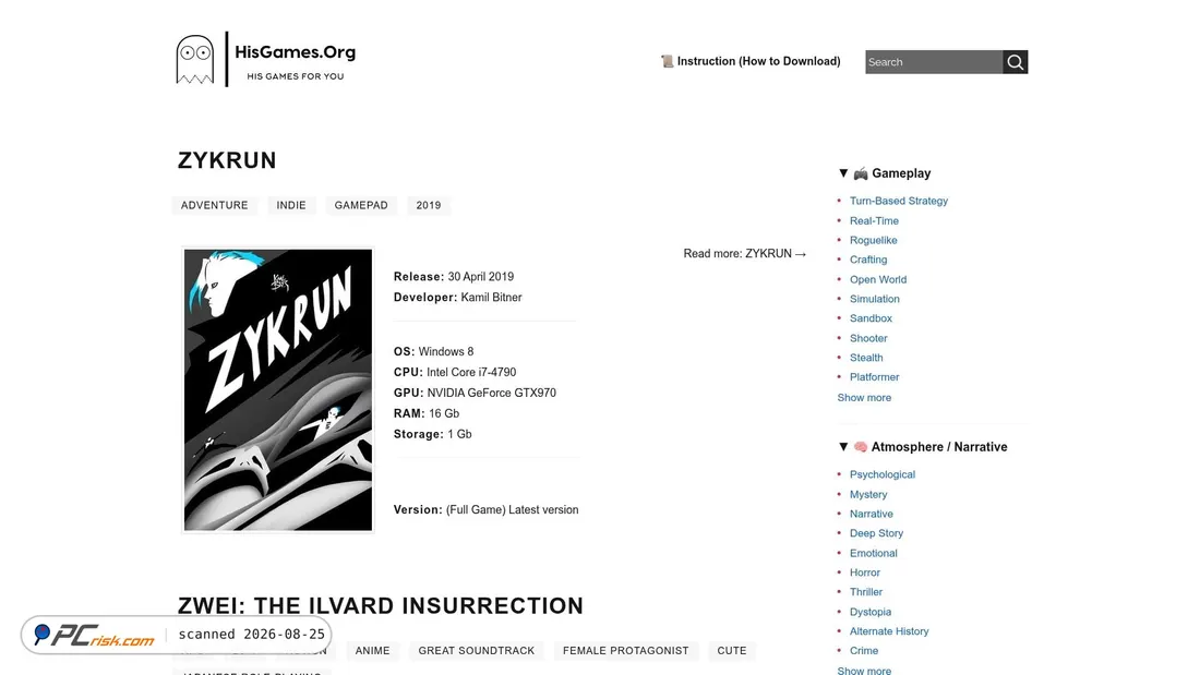 Screenshot of hisgames.org