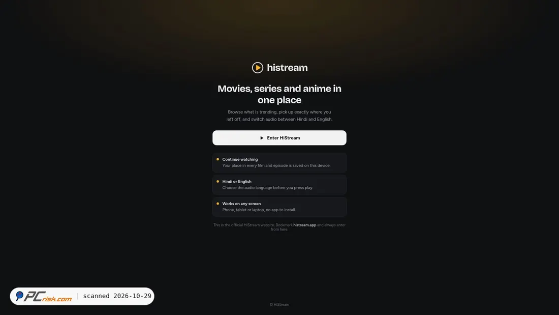 Screenshot of histream.app