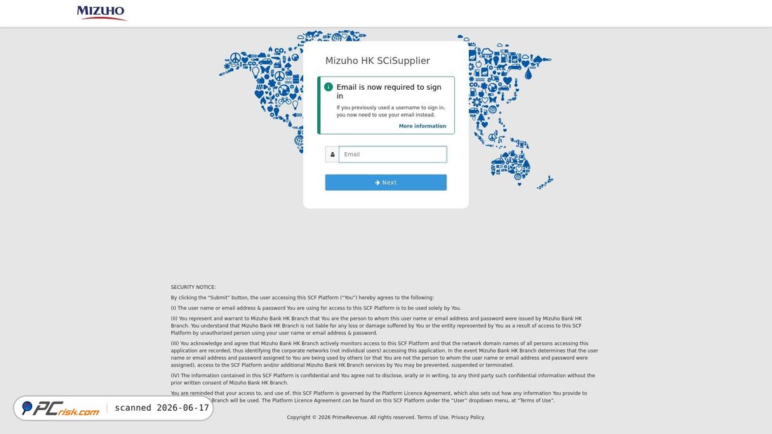Screenshot di hklogin.uat.mizuhoscfglobal.com