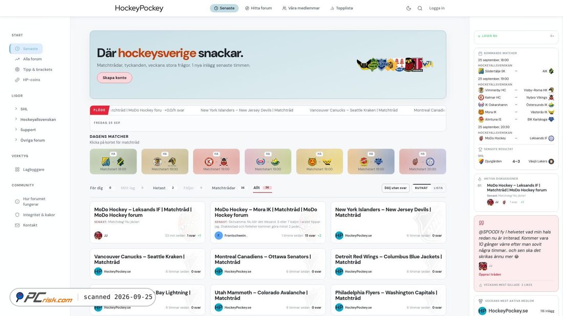 Captura de ecrã de hockeypockey.se