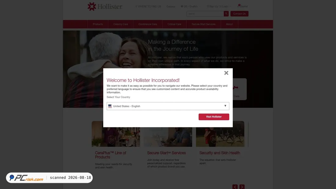 Screenshot of hollister.com