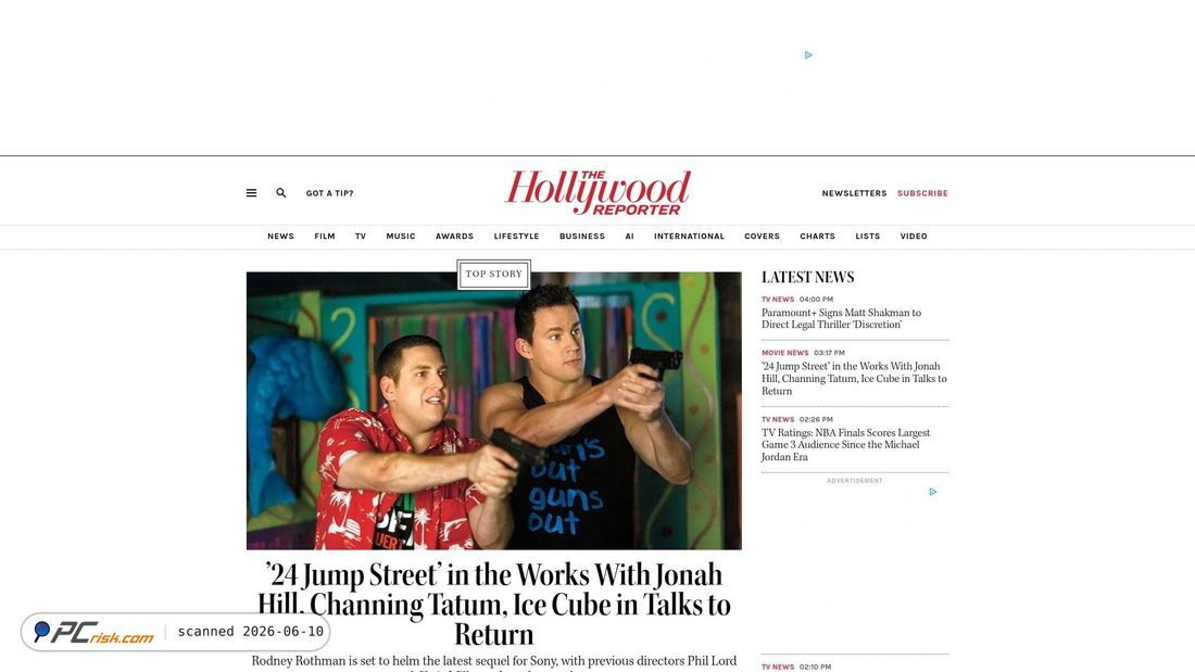 Screenshot of hollywoodreporter.com