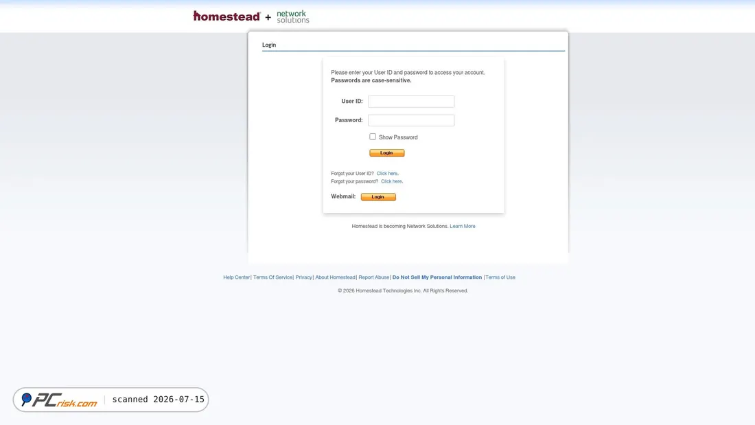 Screenshot of homestead.com