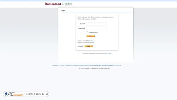 homestead.com screenshot