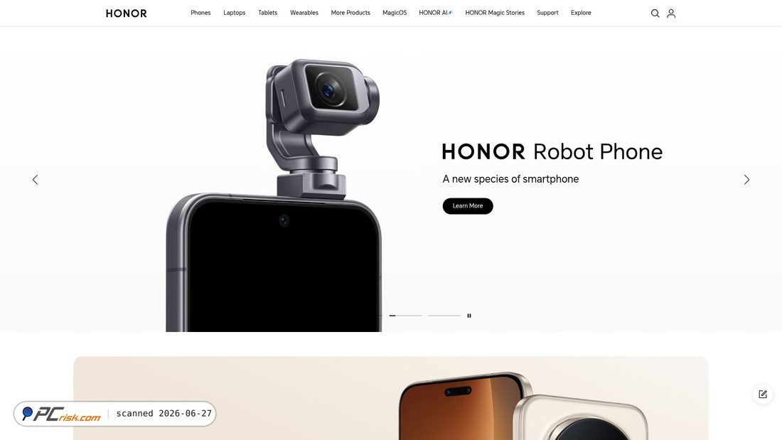 Screenshot of honor.com