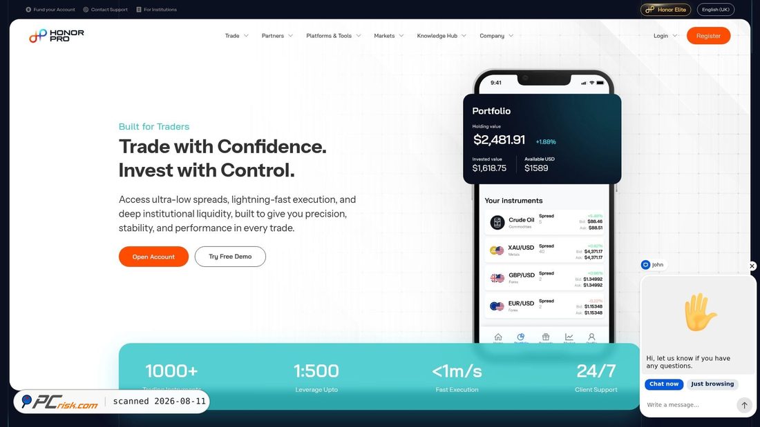 Screenshot of honorpro.com