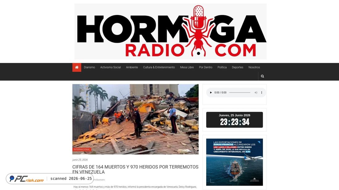 Screenshot of hormigaradio.com