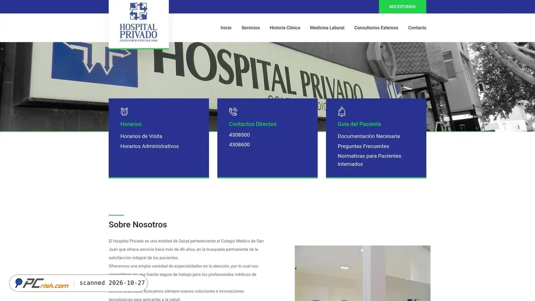 Screenshot of hospitalprivadosj.com.ar