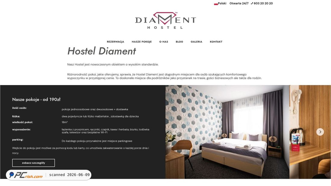 Screenshot di hostel-diament.com