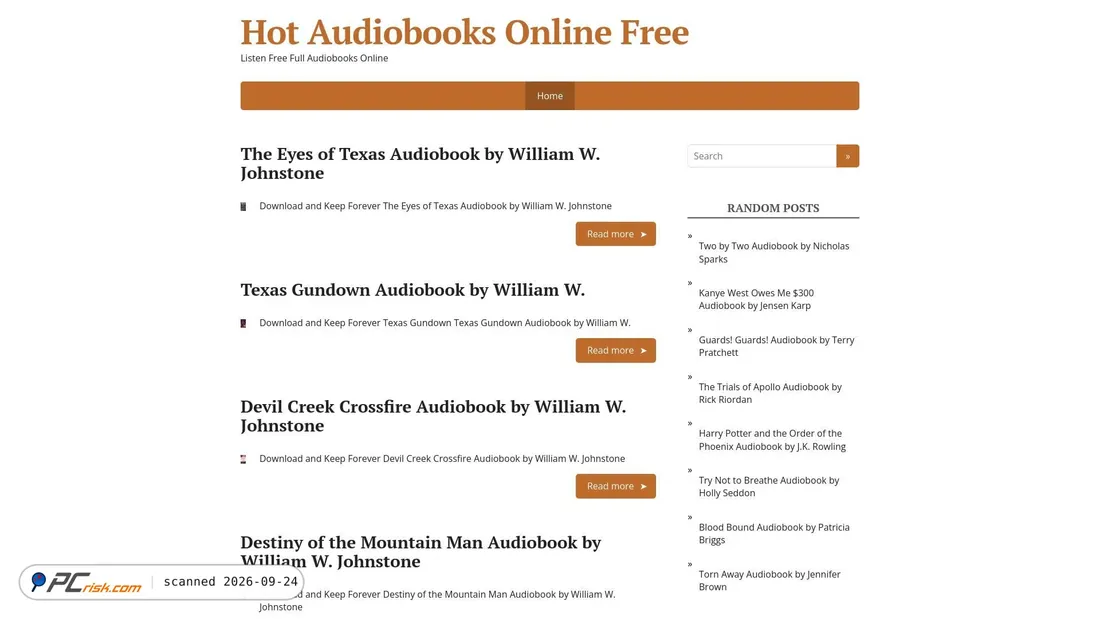 Captura de ecrã de hotaudiobooks.com