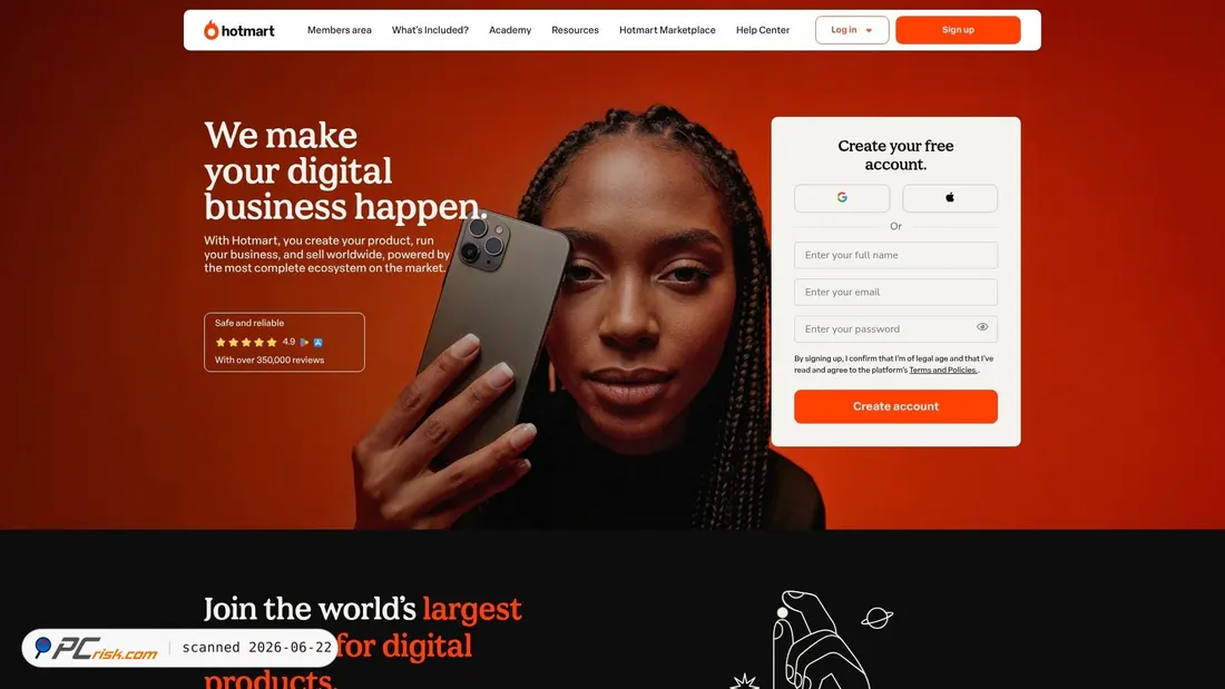 Screenshot of hotmart.com