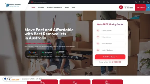 Captura de ecrã de housemovers.au