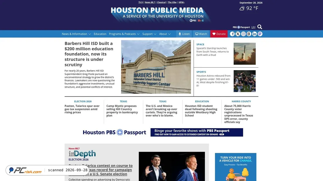 Captura de ecrã de houstonpublicmedia.org