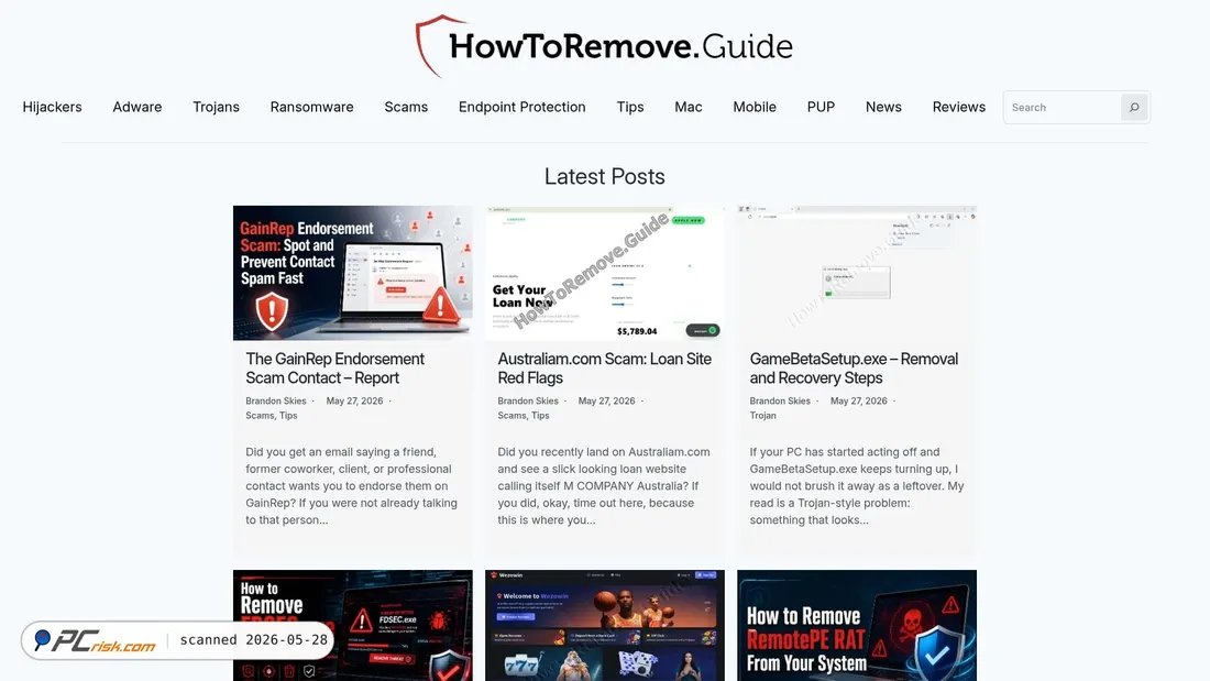 Screenshot of howtoremove.guide
