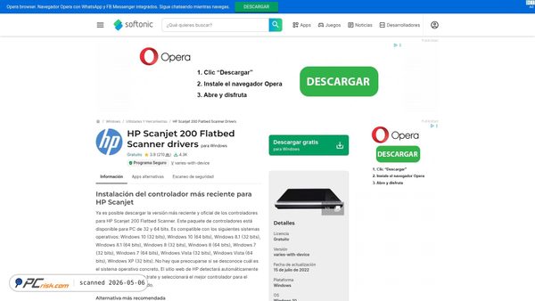 Screenshot di hp-scanjet-200-flatbed-scanner-drivers.softonic.com