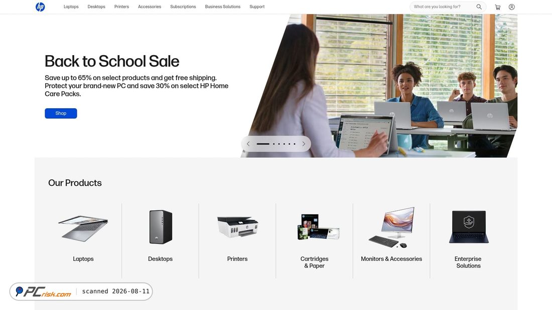 Screenshot von hp.com