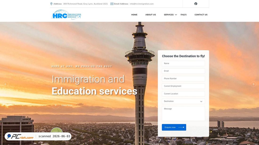 Screenshot of hrcimmigration.com