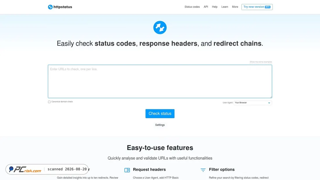Screenshot of httpstatus.io