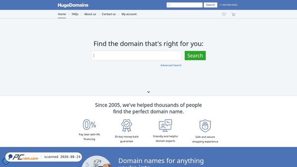 Screenshot van hugedomains.com