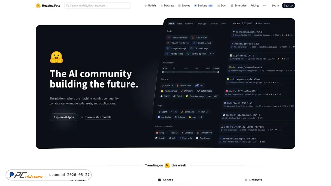 Screenshot von huggingface.co