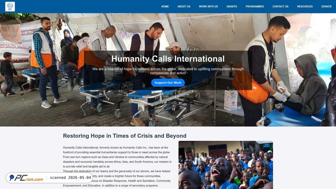 Screenshot of humanitycallsinternational.org