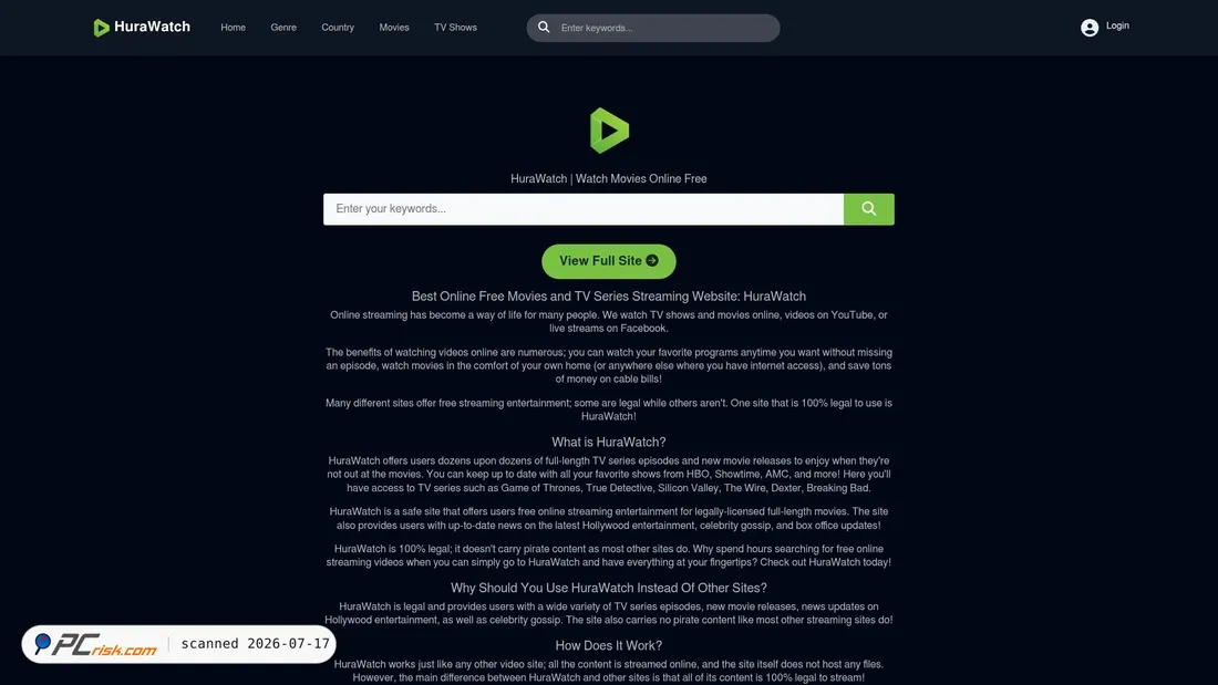 Screenshot of hurawatch.art
