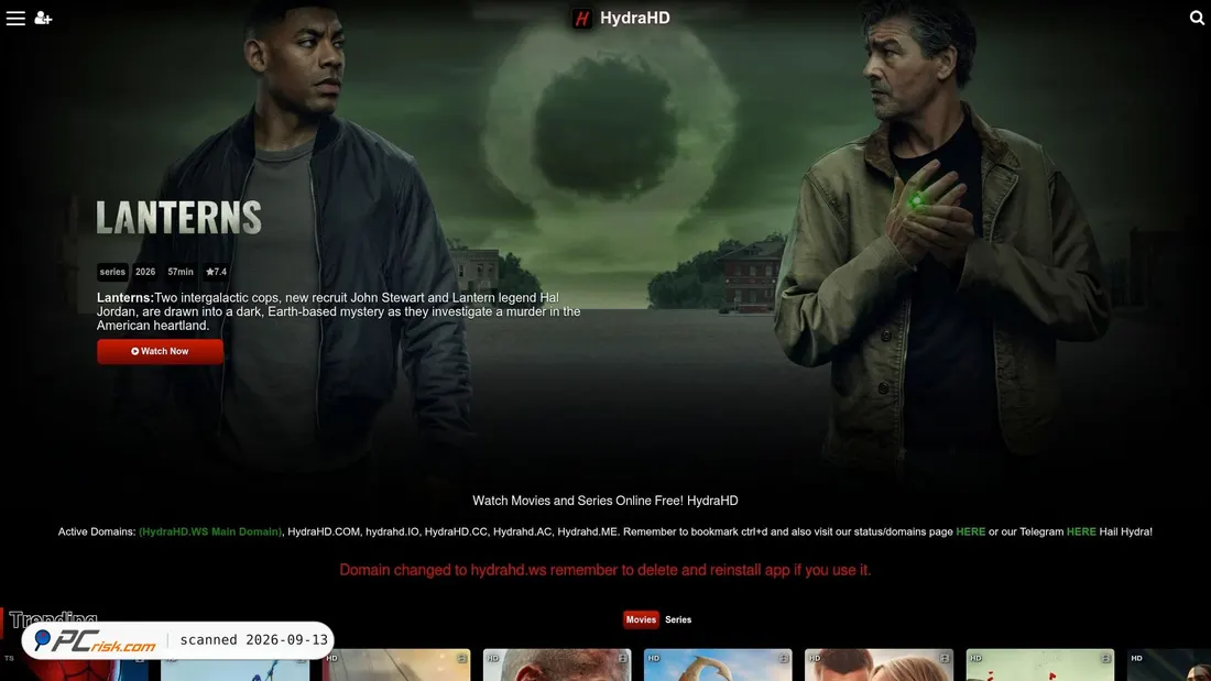 Screenshot van hydrahd.io