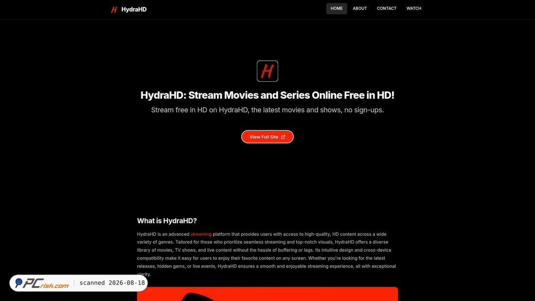 Screenshot of hydrahd.org
