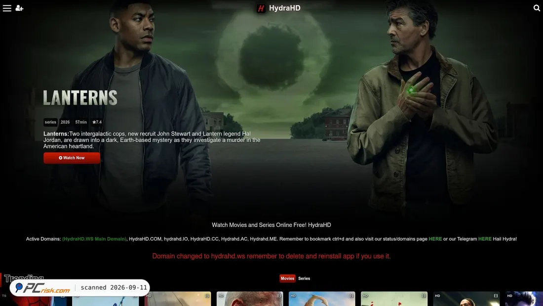 Screenshot of hydrahd.ws