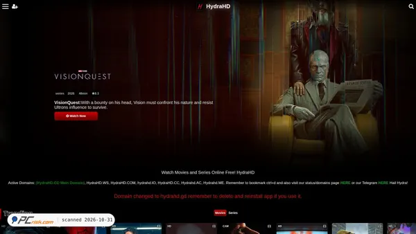 Screenshot van hydrahd.ws