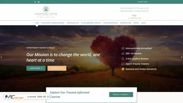hypnotherapytraining.net.au screenshot