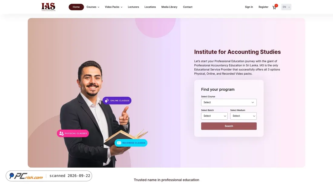 Screenshot of ias.lk