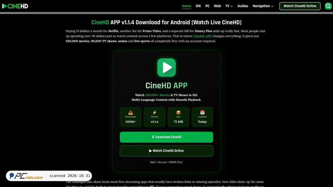 Screenshot of icinehd.com