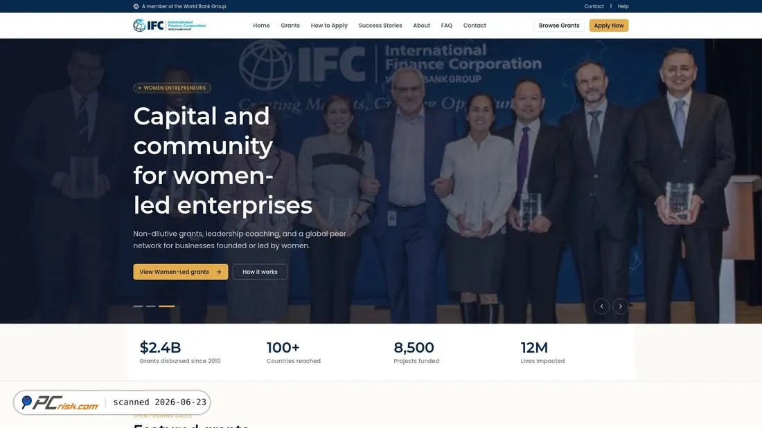 Screenshot of ifcgrants.org