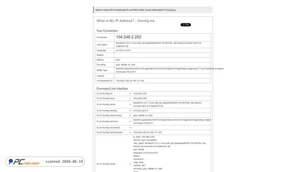 ifconfig.me screenshot
