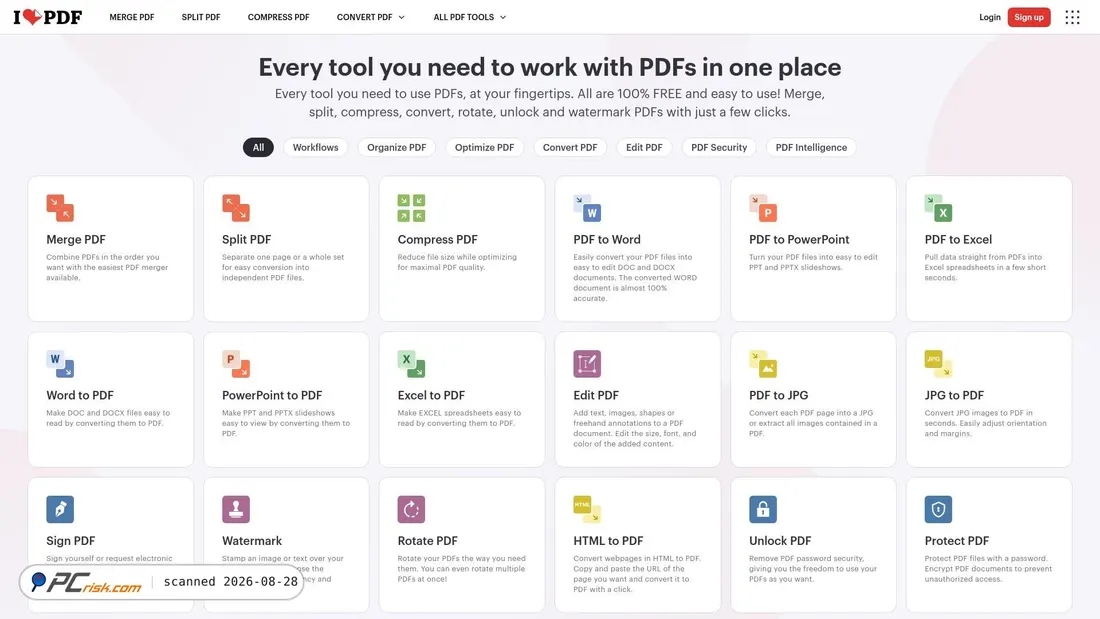 Screenshot von ilovepdf.com
