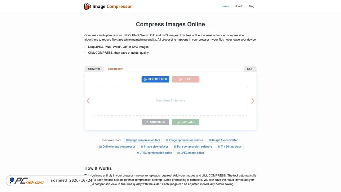 Screenshot von imagecompressor.com