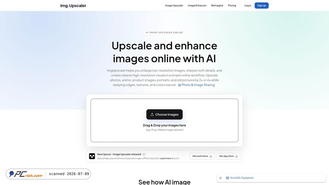 Screenshot of imgupscaler.com