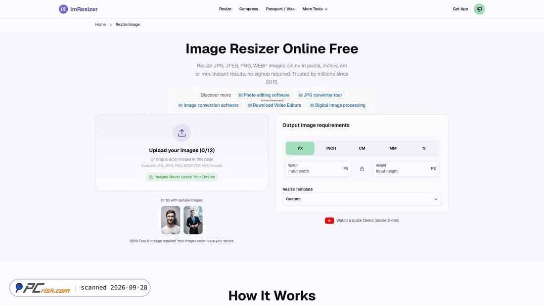 Captura de ecrã de imresizer.com