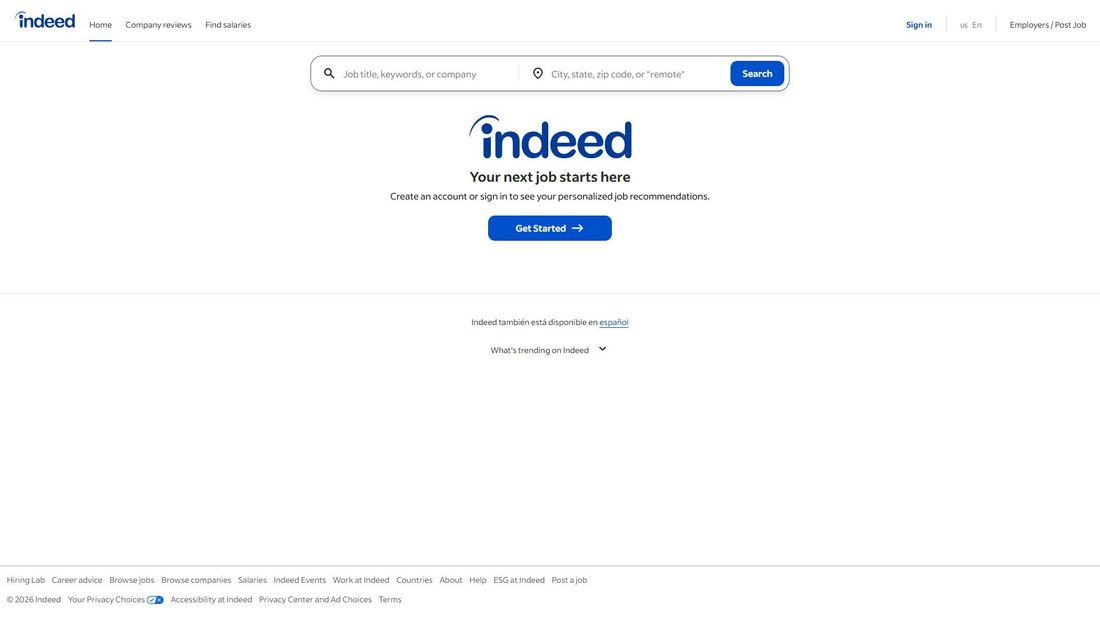 Screenshot von indeed.com