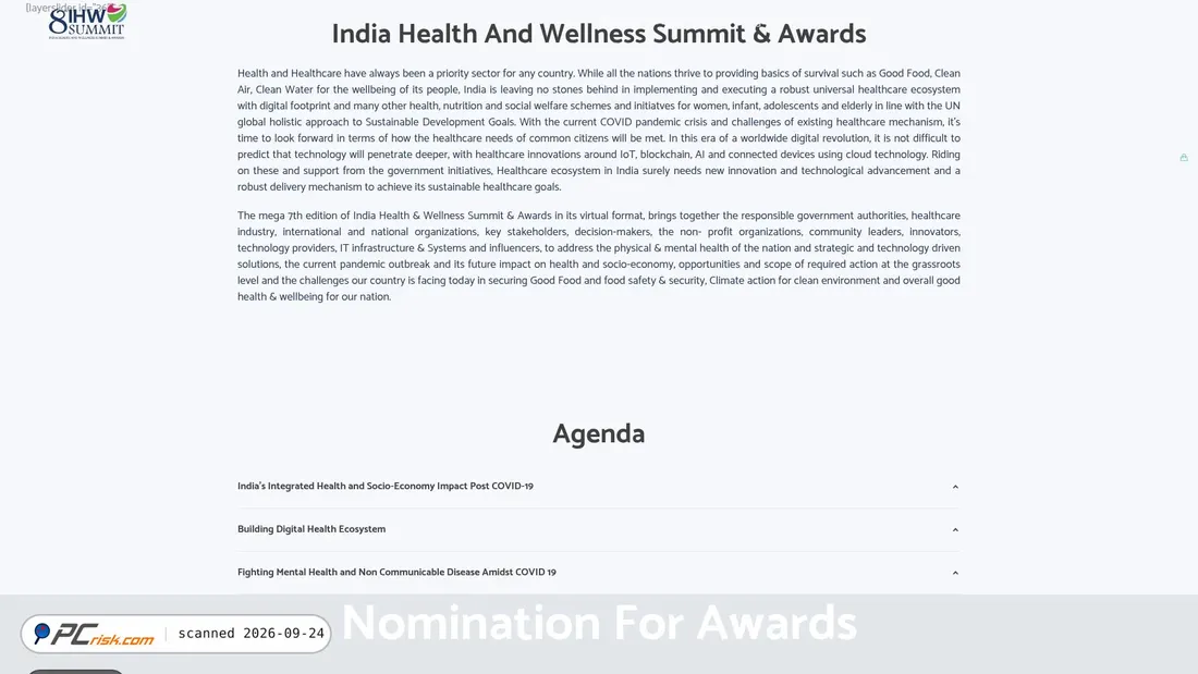Captura de ecrã de indiahealthsummit.com