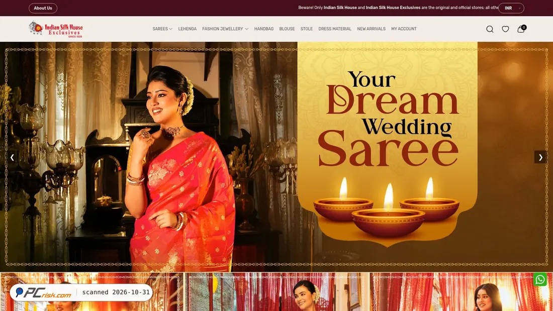 Screenshot of indiansilkhouse.com