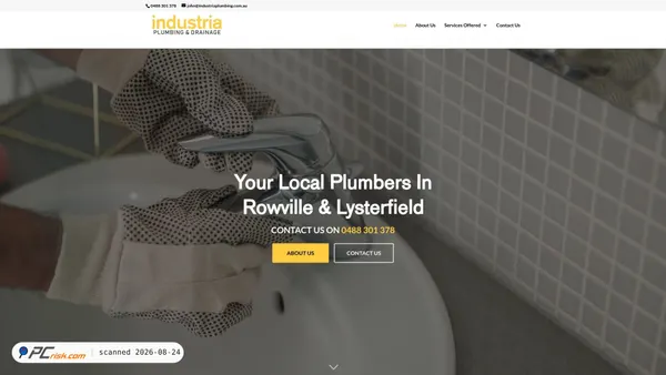 industriaplumbing.com.au screenshot