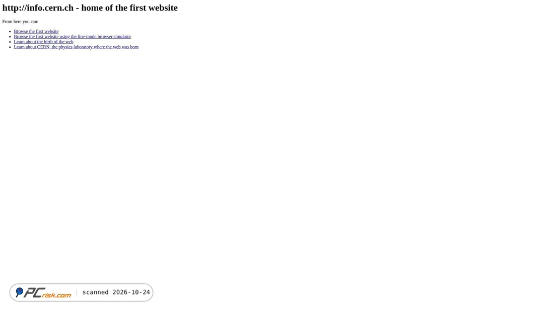Screenshot of info.cern.ch