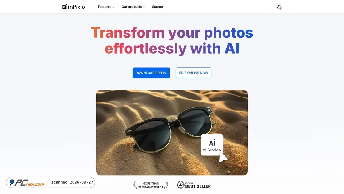 Captura de ecrã de inpixio.com